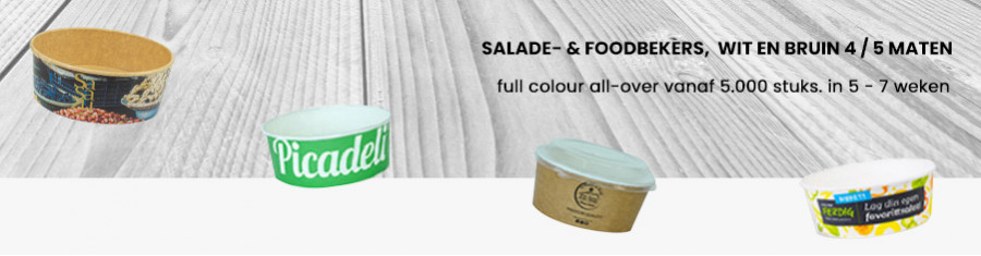 Salade- & foodbeker Full Colour v.a. 5.000 stuks, 5 - 7 weken
